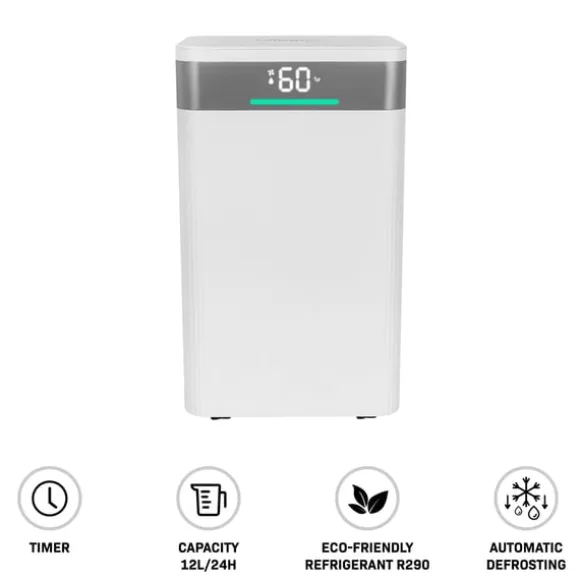 VONROC Avfuktare 12L/dygn – WiFi – Tvättläge – Luftfilter – 2L tank