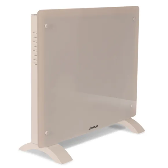 VONROC Elvärmare 1000W – Glaspanel & WiFi | För rum upp till 12 m² | Timer & termostat | Beige