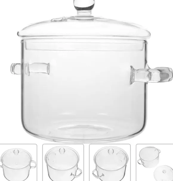 Värmebeständig glaskastrull med lock - 1900 ml spishäll för pasta, soppa, mjölk och barnmat - Säker och hållbar