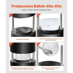 Värmepress för Isbollar, 60 mm Klara Sfärer, Whisky Glassmaker, Perfekt för Drinks, Hög Kvalitet