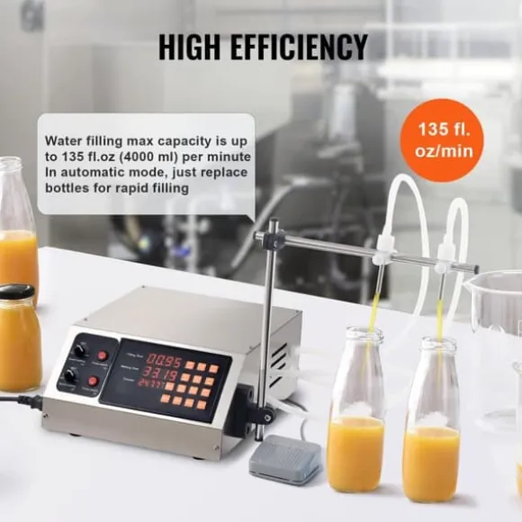 Vätskepåfyllningsmaskin, 30-4000 ml kapacitet, automatisk flaskfyllare för mjölk, vatten, vin, sojasås m.m.
