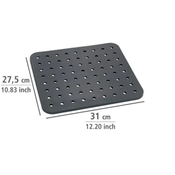 WENKO Crystal Diskbänk, Diskbänksmatta Repskydd, Diskskydd, Plast, 27,5 x 31 cm, Grå