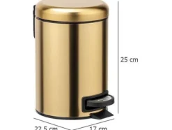 Wenko pedal papperskorg 3L guld (50764)