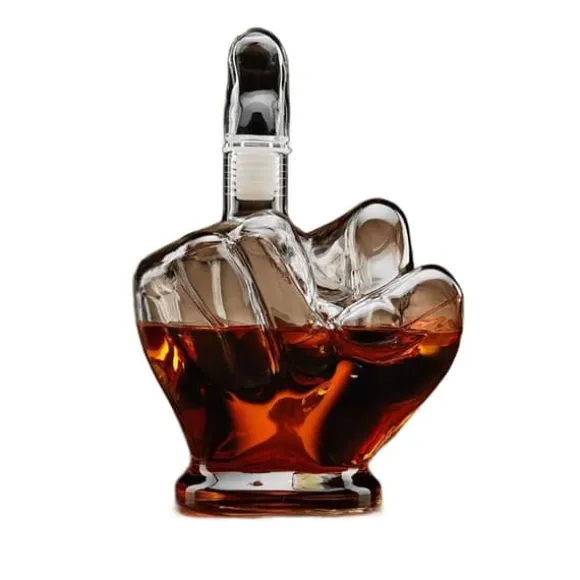 Whiskykaraff för långfinger för alkohol Rolig present till kille