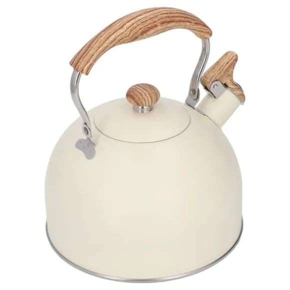 Whistling Kettle tekanna i rostfritt stål 2,5 L Whistling tekanna Ergonomiskt handtag Tekanna Beige