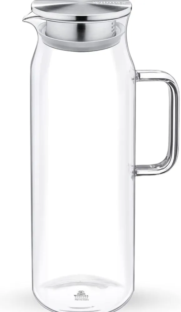Wilmax glaskaraff 1,5 L i borosilikatglas, filter & stållock