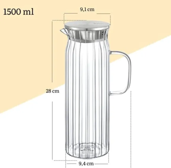 Wilmax glaskaraff 1,5 L med stållock