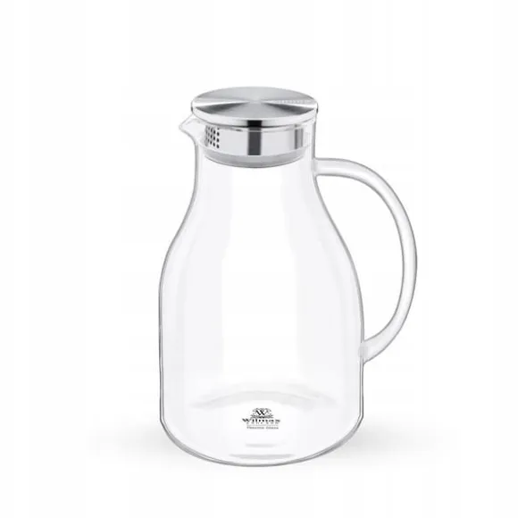 Wilmax stor 2,5 l kanna i borosilikatglas med metalllock