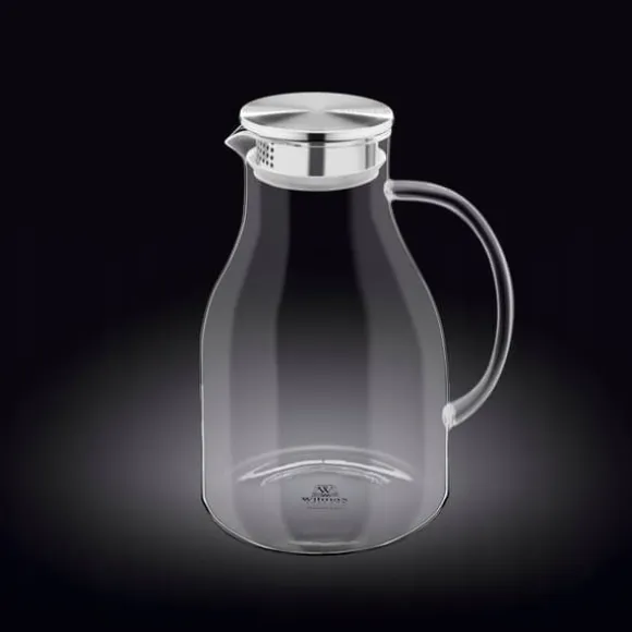 Wilmax stor 2,5 l kanna i borosilikatglas med metalllock
