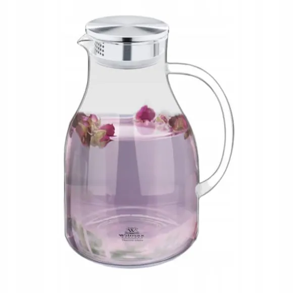 Wilmax stor 2,5 l kanna i borosilikatglas med metalllock