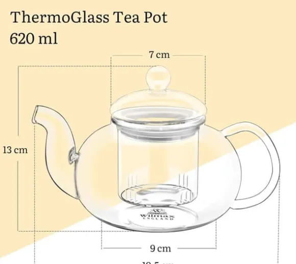 Wilmax tekanna i glas 620 ml med glasfilter, spissäker