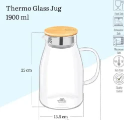 Wilmax värmetålig glaskaraff 2,1 L, rostfritt lock