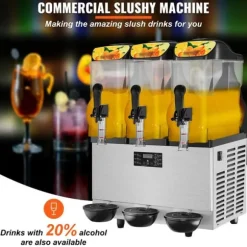 1100W 12L x 3 tankar slushmaskin för hem och kommersiellt bruk, snabb kylning och blandning, tyst drift, lätt att använda