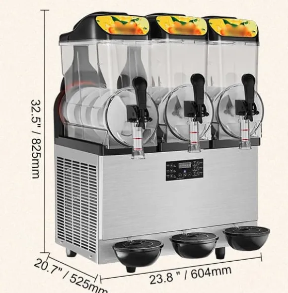 1100W 12L x 3 tankar slushmaskin för hem och kommersiellt bruk, snabb kylning och blandning, tyst drift, lätt att använda