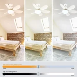 30W Takfläkt E27 lampa 3 färgtemperatur ljus med fjärrkontroll