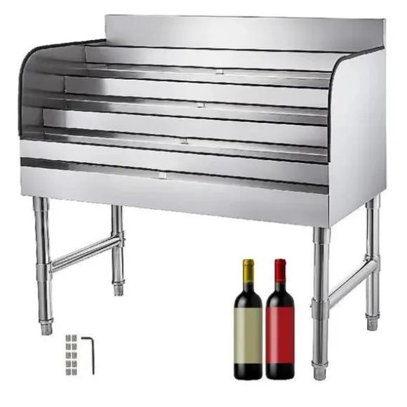 910x470x825 mm spritställ i rostfritt stål med 4 trappsteg och 3-tums bakstänk, stor kapacitet, justerbart stativ, genomtänkt design