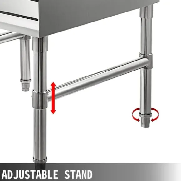 910x470x825 mm spritställ i rostfritt stål med 4 trappsteg och 3-tums bakstänk, stor kapacitet, justerbart stativ, genomtänkt design