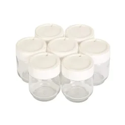 Yoghurtmakare 7 glaskrukor med vitt transparent yoghurtlock Moulinex A14A03 - Pieces Detachees Cuisson