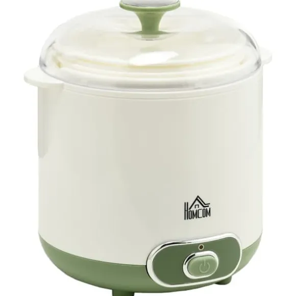 Yoghurtmaskin 1,5 l med 2 glasburkar och sil, 20 W, för grekisk yoghurt, 3–5 personer, vit