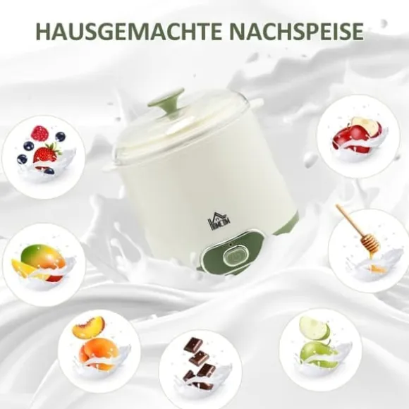 Yoghurtmaskin 1,5 l med 2 glasburkar och sil, 20 W, för grekisk yoghurt, 3–5 personer, vit