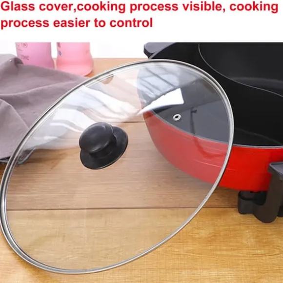 Yuanyang Hot Pot - Elektrisk hotpot-gryta - 6 L - 1300 W - Delad 2 smaker - Rostfritt stål - Röd