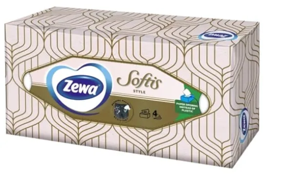 Zewa Näsdukar för engångsbruk ZEWA Softis, 4-lagers, 80 st, i ask